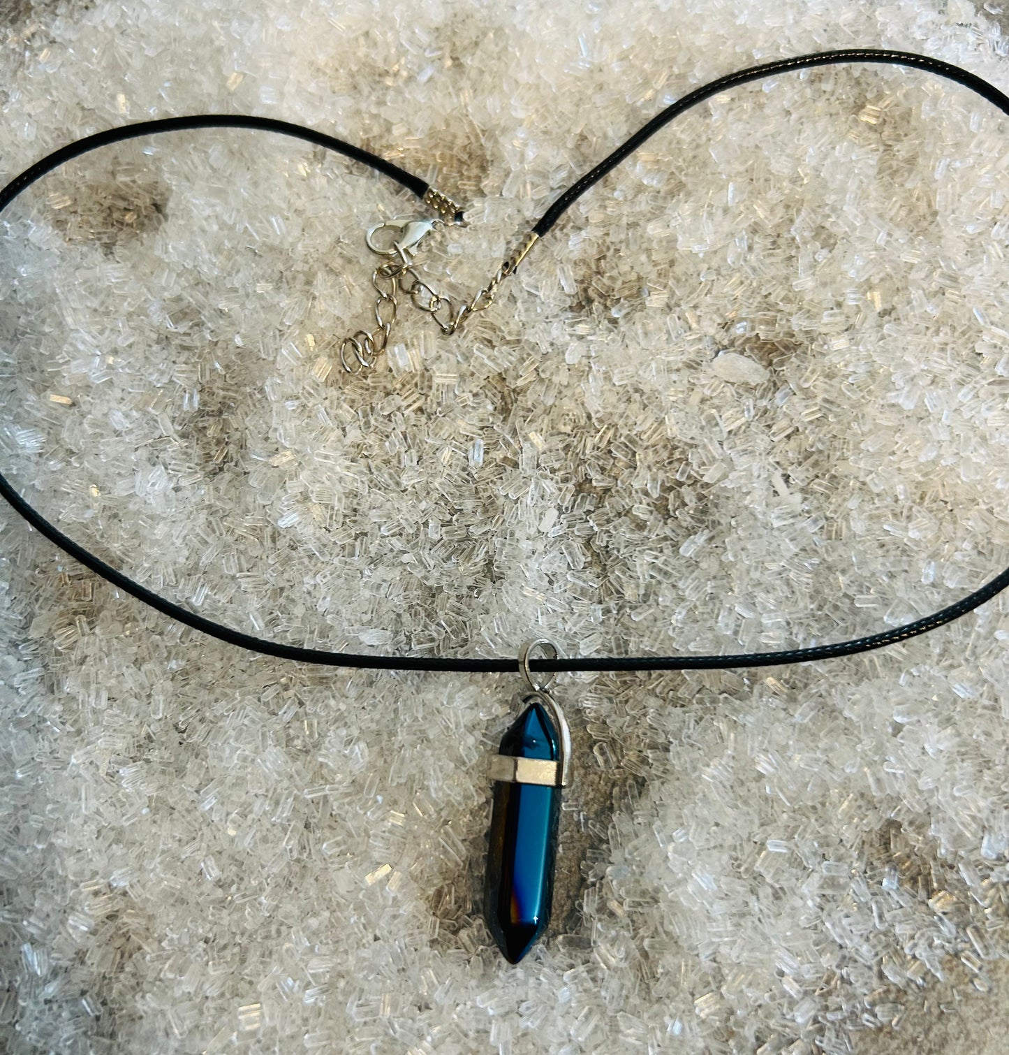 Aura Hematite Black Cord Necklace