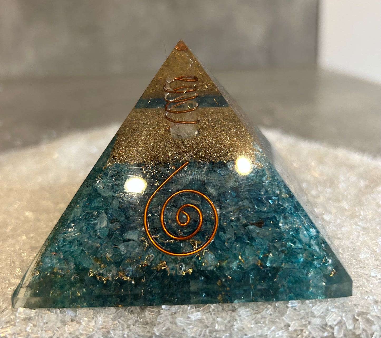Turquoise Orgone Reiki Healing Pyramid 7.5cm x 7.5cm
